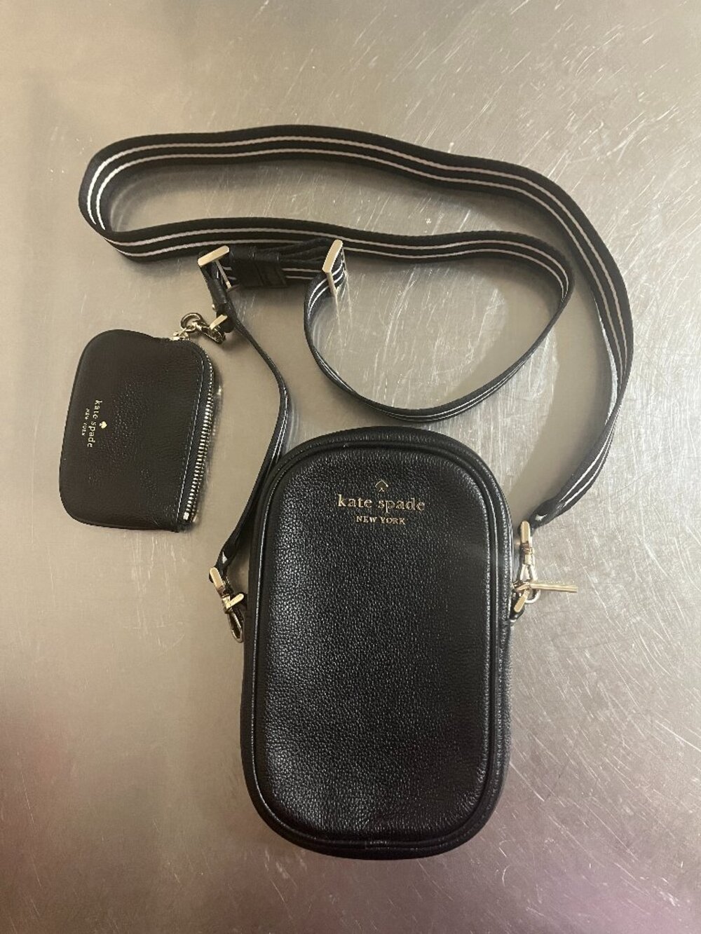 KATE SPADE black pebbled rosie north south crossbody bag